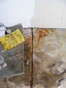 DAMAGED FLOORING FROM WATER LEAKING FROM A MEGAFLO